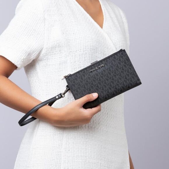 Michael Kors MK Logo Large Double Zip Wristlet - Picture 5 of 9